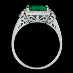 Art Deco Style Emerald Diamond Ring 3.5ct Emerald 