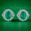 Art Deco Style Emerald Diamond Stud Earrings 18ct Gold