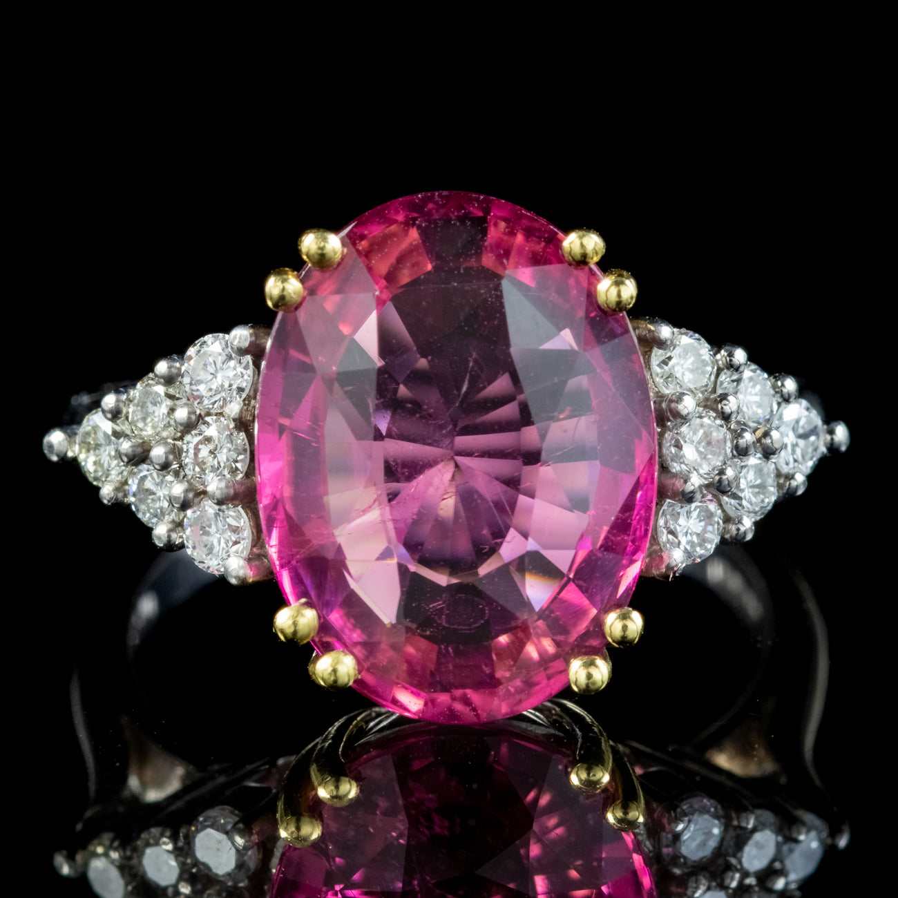 Art Deco Style Pink Tourmaline Diamond Ring 5ct Tourmaline Secondary image