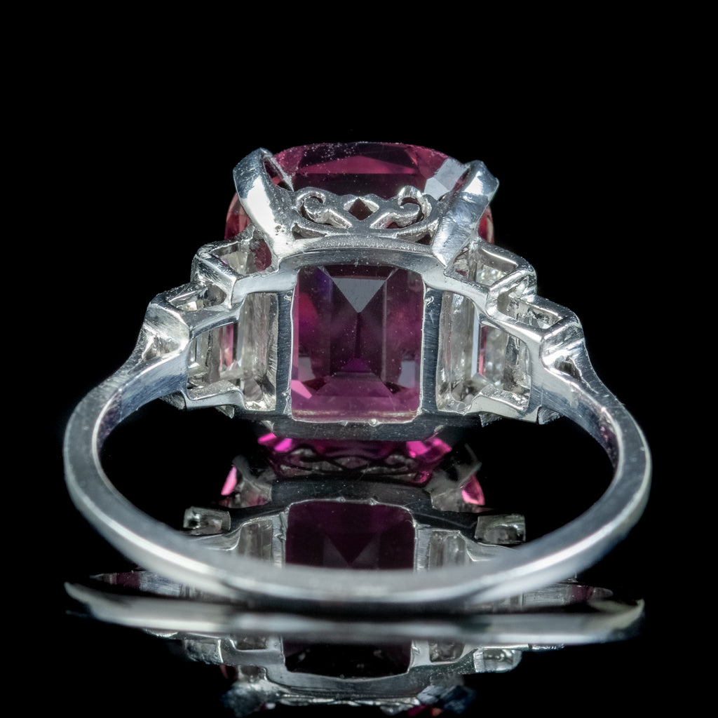 Art Deco Style Pink Tourmaline Diamond Ring 6ct Tourmaline 