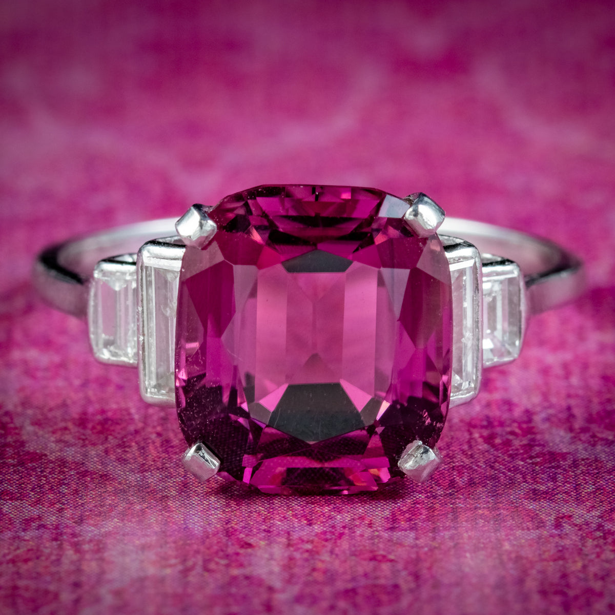 Art Deco Style Pink Tourmaline Diamond Ring 6ct Tourmaline  Main image