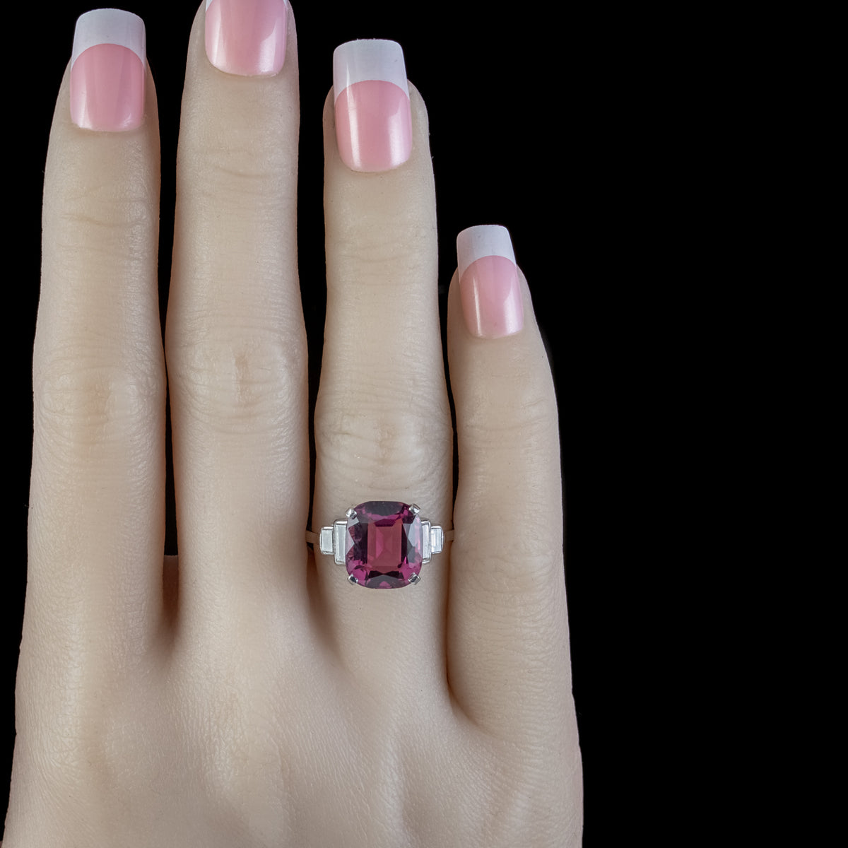 Art Deco Style Pink Tourmaline Diamond Ring 6ct Tourmaline 