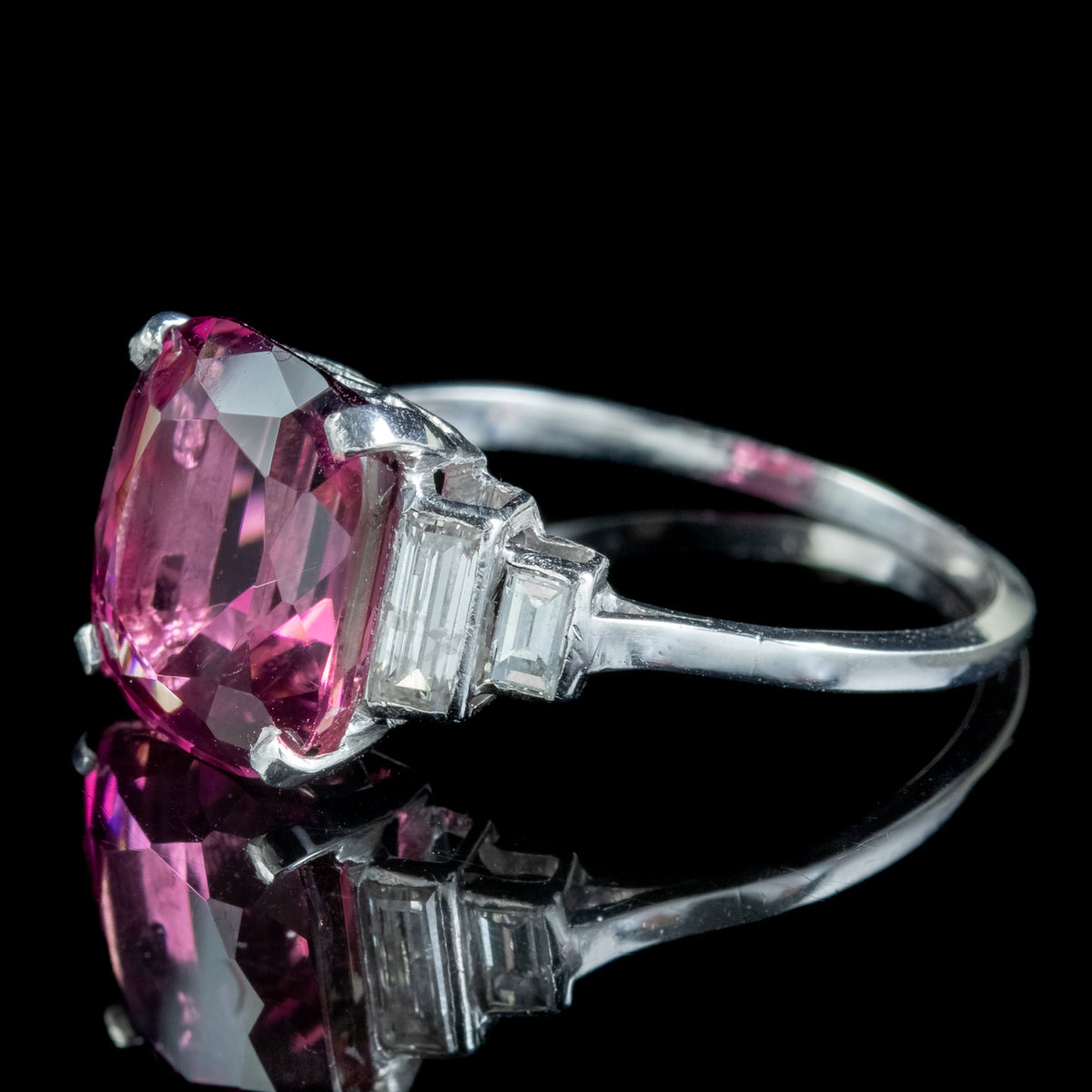 Art Deco Style Pink Tourmaline Diamond Ring 6ct Tourmaline 