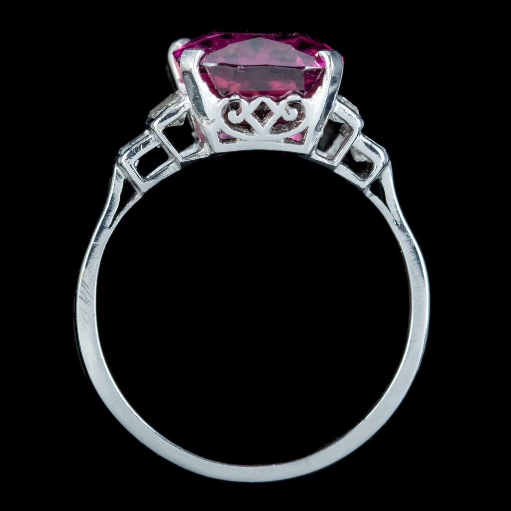 Art Deco Style Pink Tourmaline Diamond Ring 6ct Tourmaline 