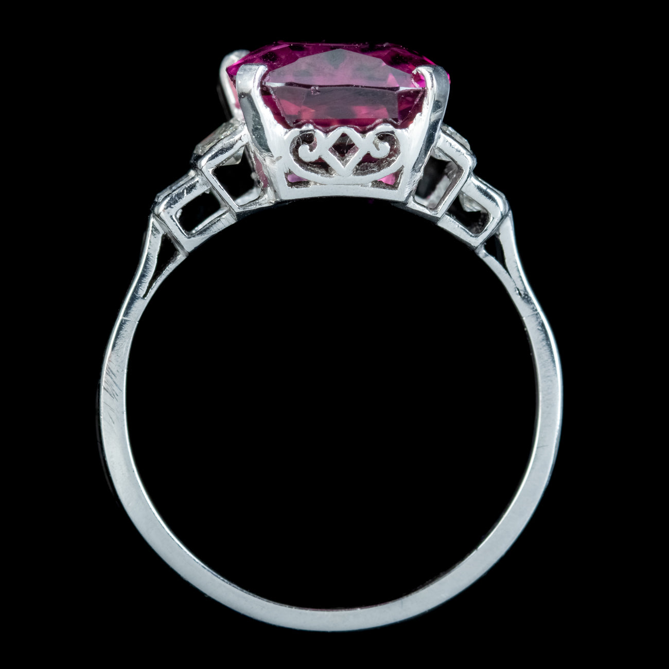 Art Deco Style Pink Tourmaline Diamond Ring 6ct Tourmaline 