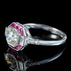 Art Deco Style Ruby Diamond Target Cluster Ring 1.20ct Of Diamond