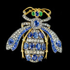 Art Deco Style Sapphire Diamond Bee Brooch 5.2ct Of Sapphire