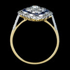 Art Deco Style Sapphire Diamond Cluster Ring 1.30ct Of Diamond