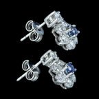 Art Deco Style Sapphire Diamond Daisy Stud Earrings 18ct Gold