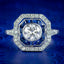 Art Deco Style Sapphire Diamond Target Cluster Ring 1.50ct Of Diamond
