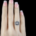 Art Deco Style Sapphire Diamond Target Cluster Ring 1.50ct Of Diamond
