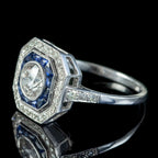 Art Deco Style Sapphire Diamond Target Cluster Ring 1.50ct Of Diamond