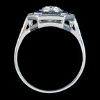 Art Deco Style Sapphire Diamond Target Cluster Ring 1.50ct Of Diamond