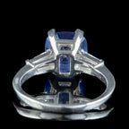 Art Deco Style Sapphire Diamond Trilogy Ring 3.25ct Sapphire
