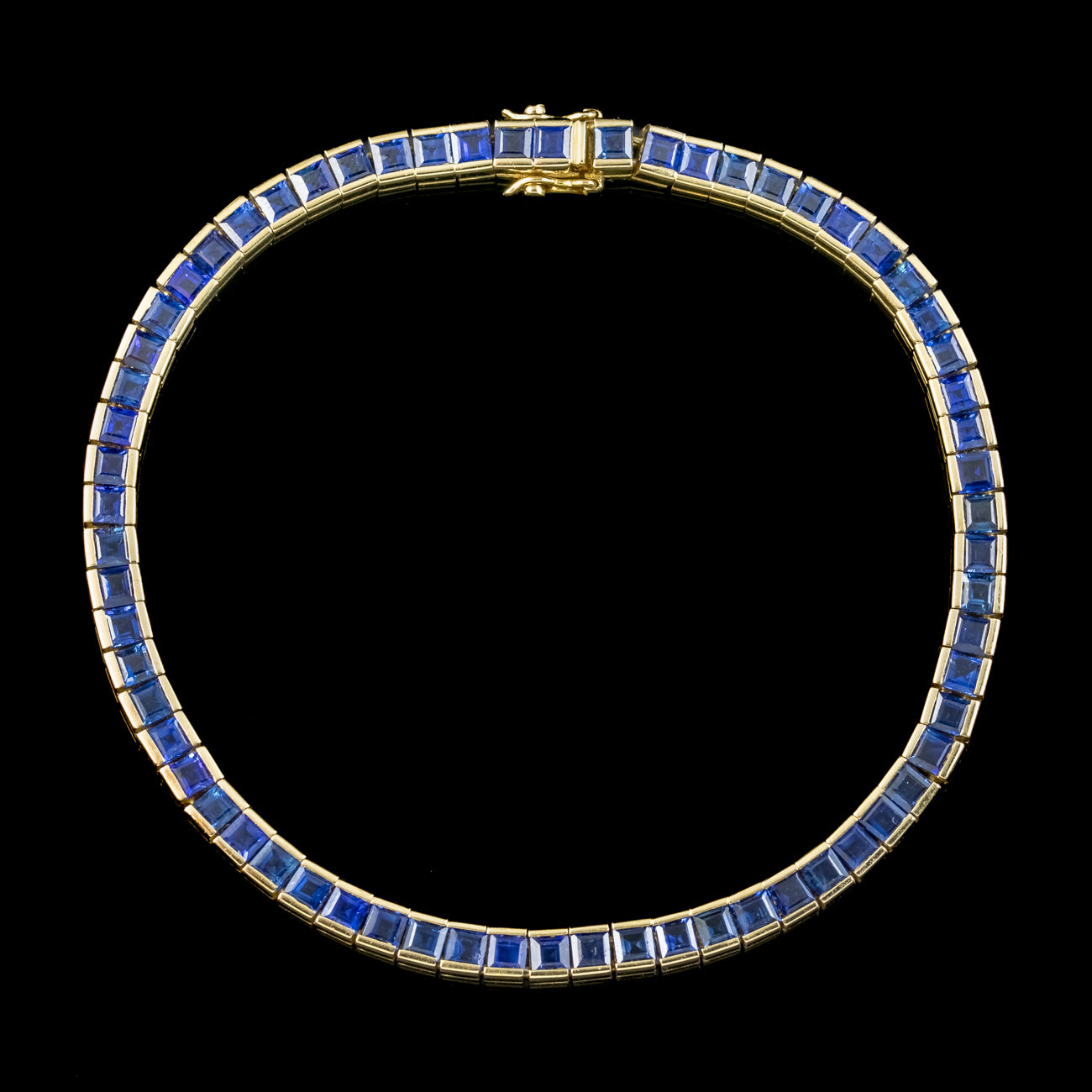 Art Deco Style Sapphire Tennis Bracelet 18ct Gold 6.5ct Total Secondary image
