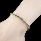 Art Deco Style Sapphire Tennis Bracelet 18ct Gold 6.5ct Total
