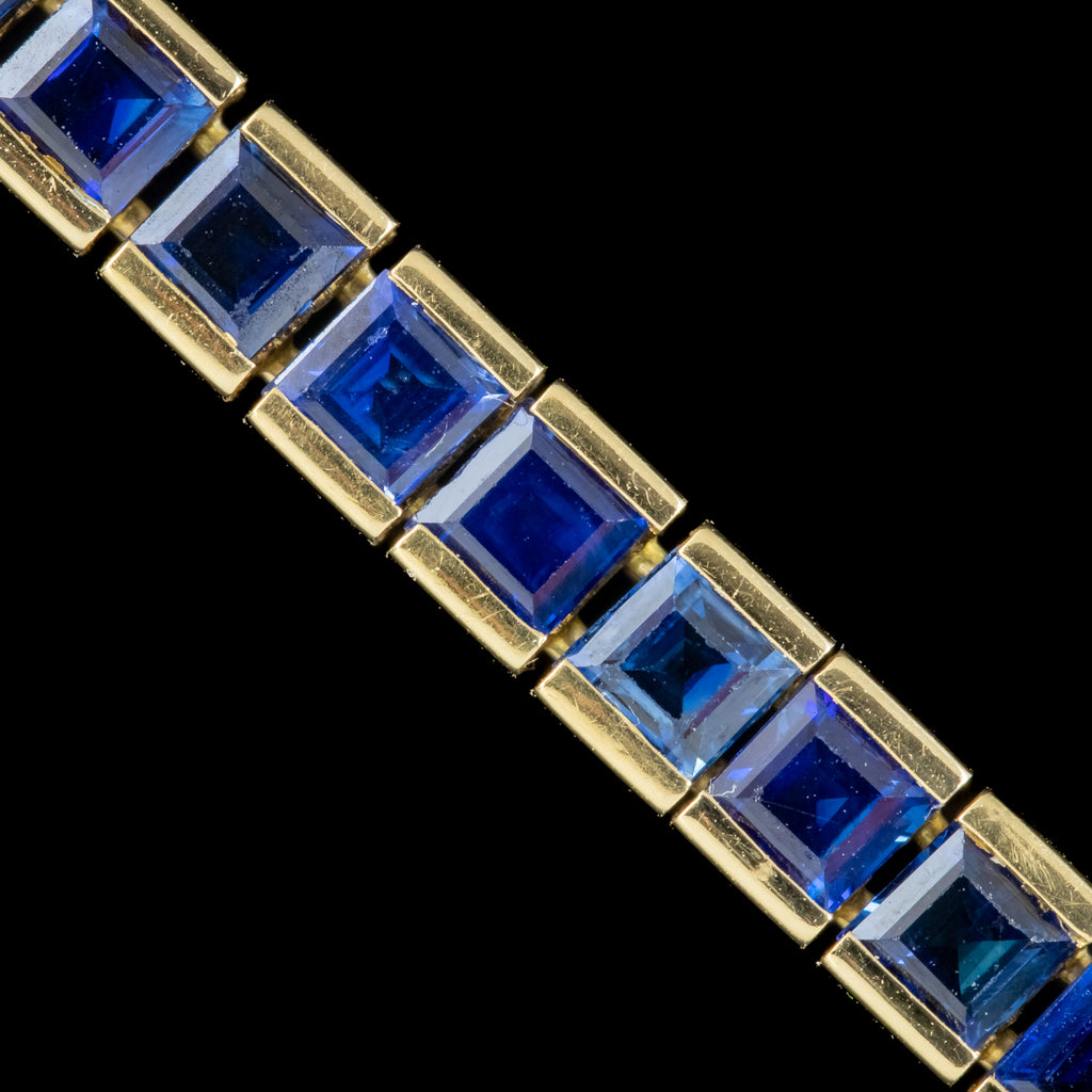 Art Deco Style Sapphire Tennis Bracelet 18ct Gold 6.5ct Total