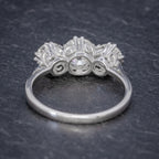 BRILLIANT CUT DIAMOND TRILOGY ENGAGEMENT RING PLATINUM 2.35CT OF DIAMOND CERT BACK