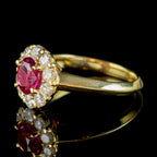 Burmese Ruby Diamond Cluster Ring 18Ct Gold 1.10Ct Natural Ruby With Cert