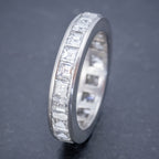 DIAMOND FULL ETERNITY RING 18CT WHITE GOLD 3CT OF CARRE CUT DIAMONDS SIDE