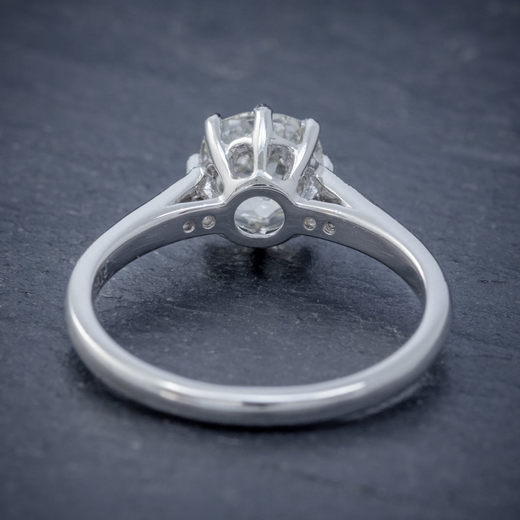 Diamond Solitaire Engagement Ring Platinum 1.24Ct Old Cut Diamond Cert