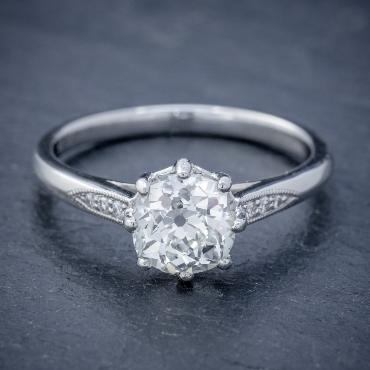 Diamond Solitaire Engagement Ring Platinum 1.24Ct Old Cut Diamond Cert