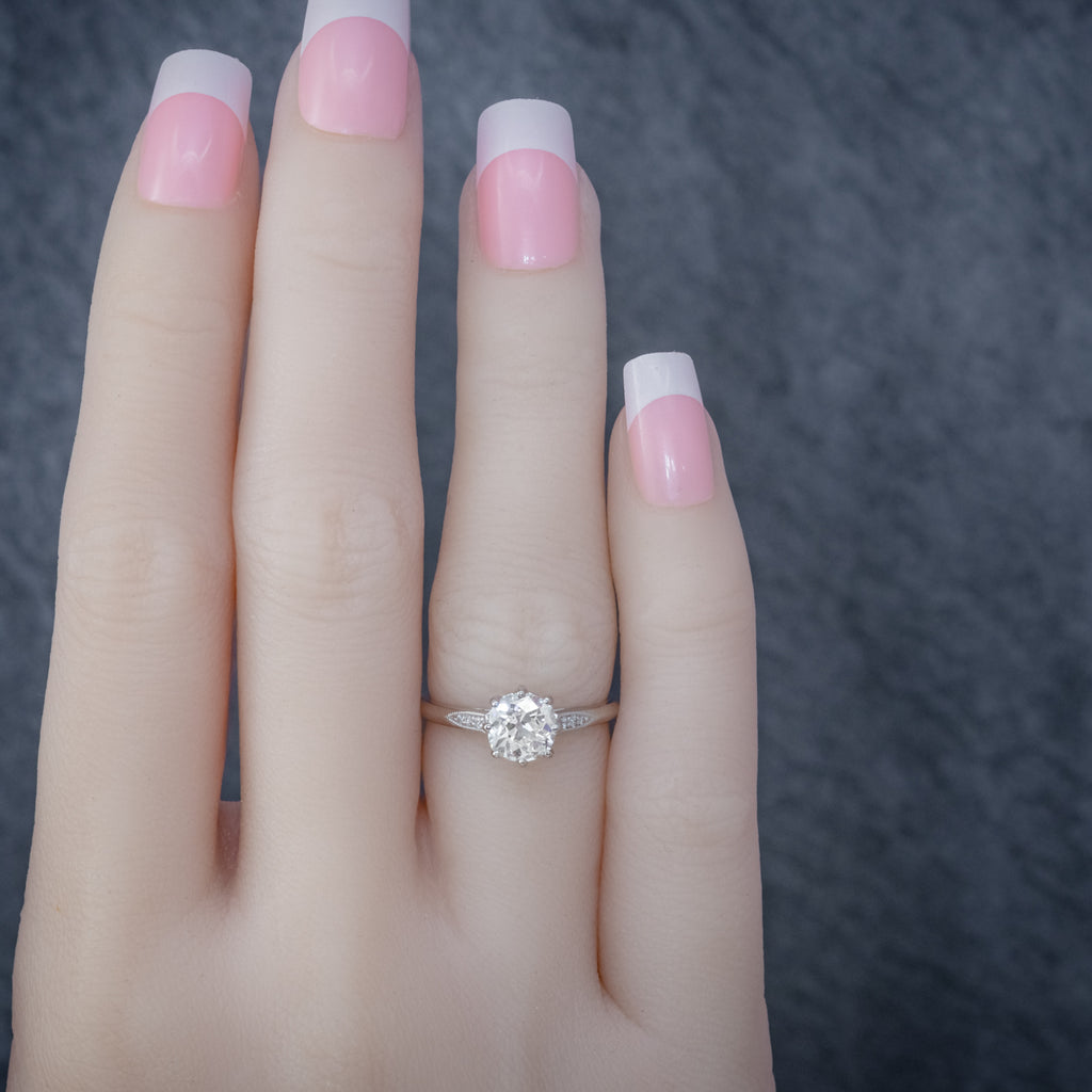 Diamond Solitaire Engagement Ring Platinum 1.24Ct Old Cut Diamond Cert