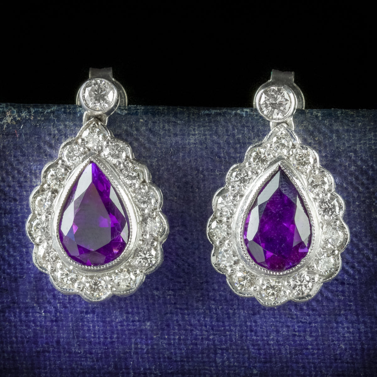 AMETHYST DIAMOND EARRINGS 18CT WHITE GOLD COVER Main image