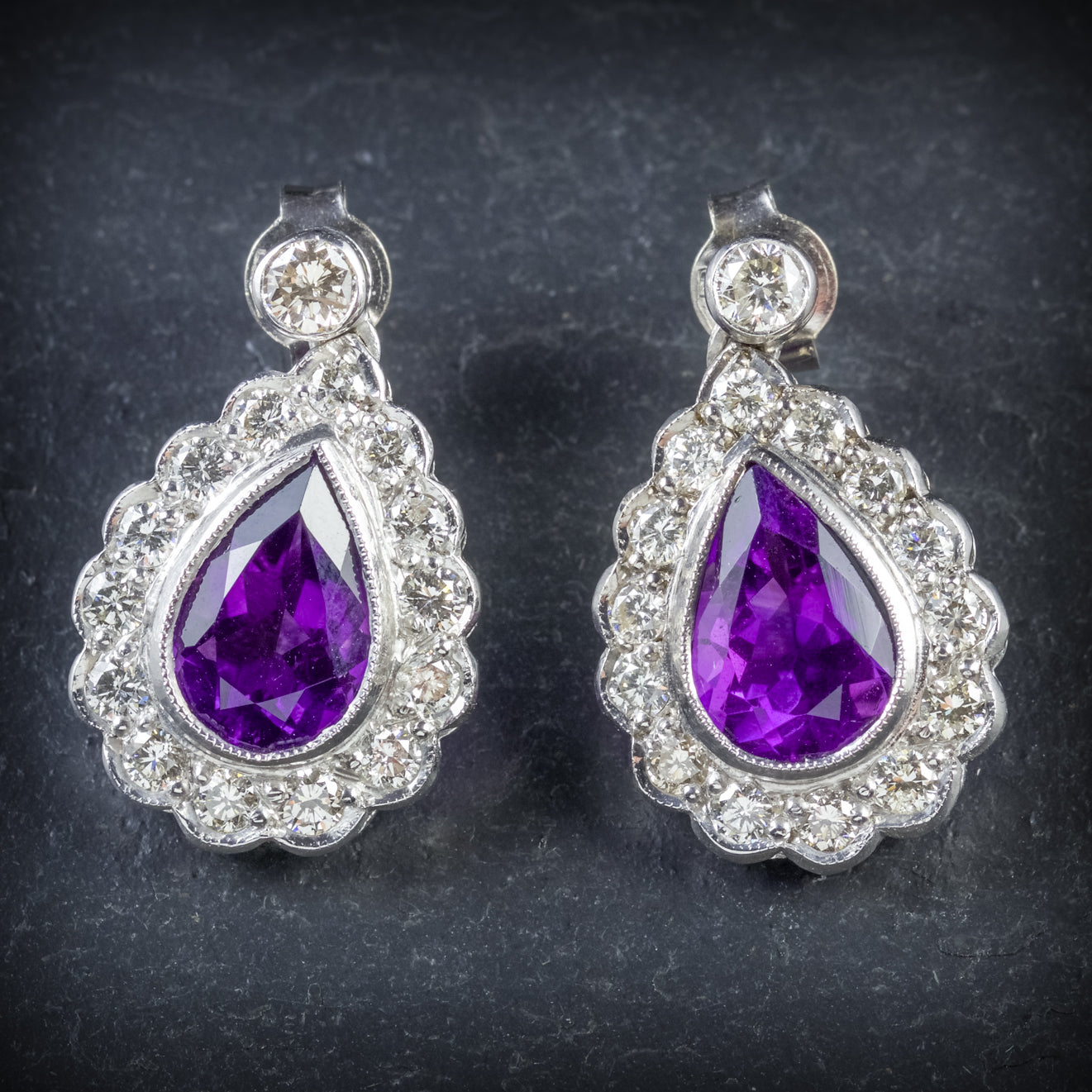 Amethyst Diamond Earrings 18ct White Gold Secondary image