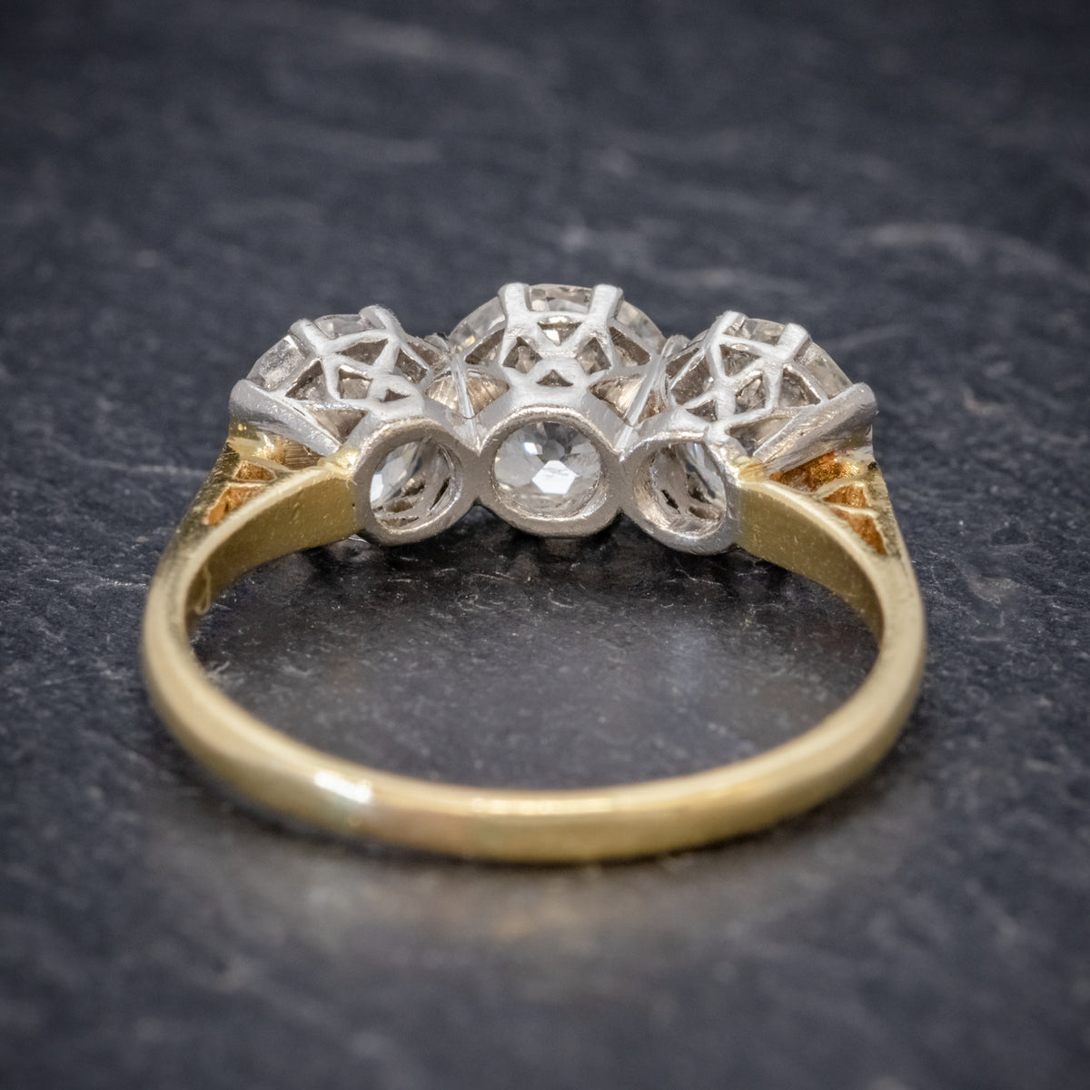 Diamond Trilogy Ring 18ct Gold 3.17ct Of Diamond Full Cert BACK