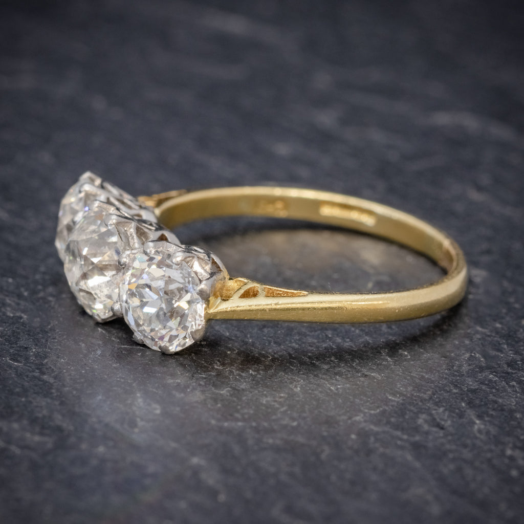 Diamond Trilogy Ring 18ct Gold 3.17ct Of Diamond Full Cert SIDE