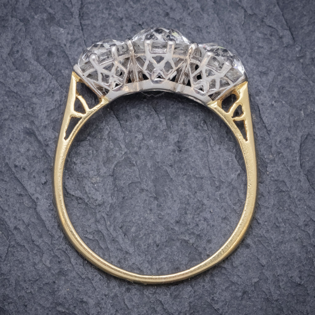 Diamond Trilogy Ring 18ct Gold 3.17ct Of Diamond Full Cert STOOD