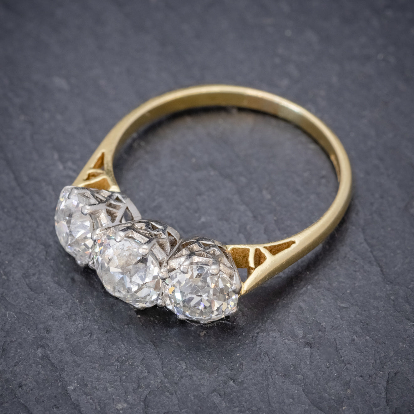 Diamond Trilogy Ring 18ct Gold 3.17ct Of Diamond Full Cert TOP
