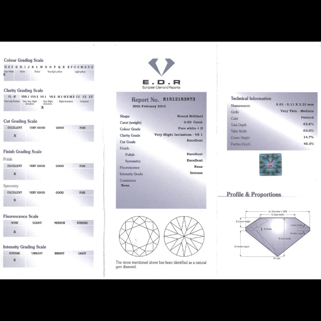 Diamond Cluster Ring 0.80ct Vs1-D Colour Diamond With Cert