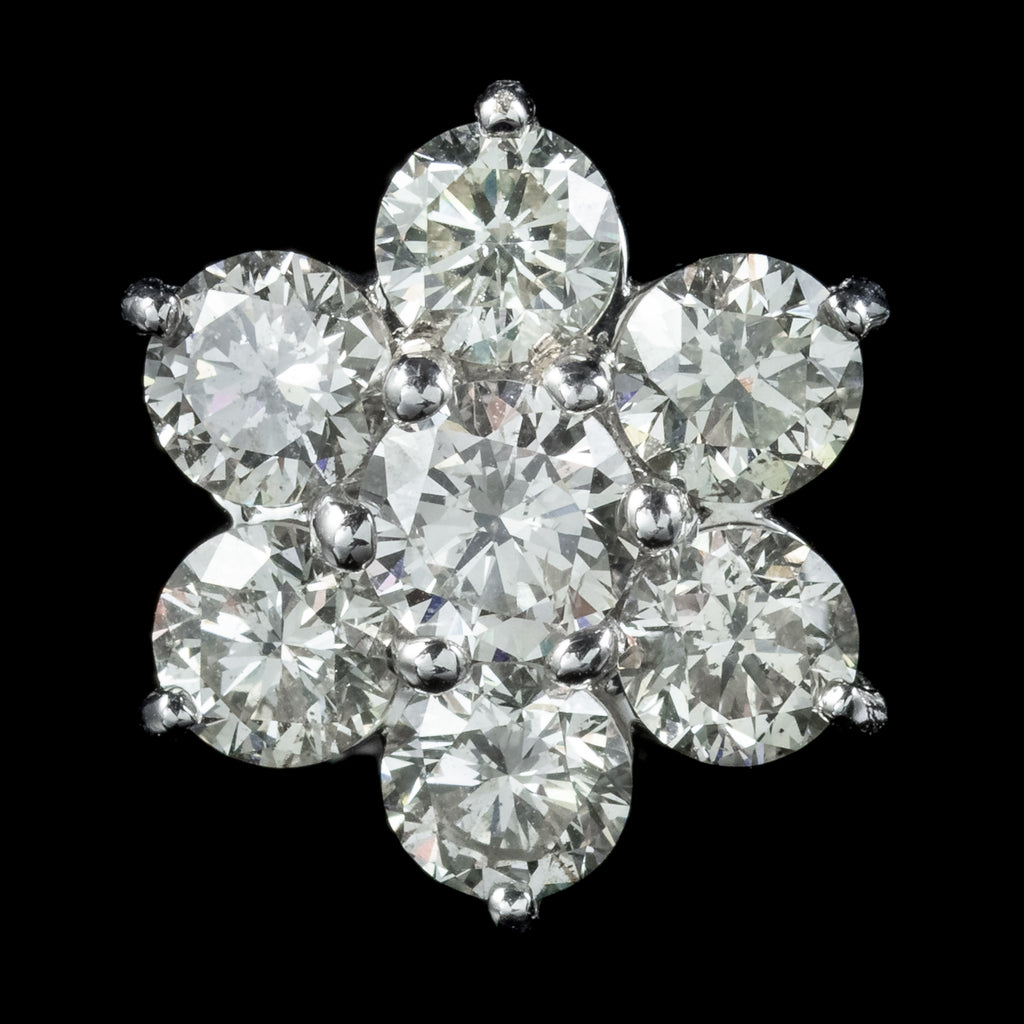 Diamond Flower Stud Earrings 18ct Gold 4.55ct Of Diamond 