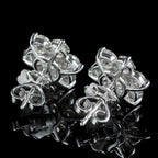 Diamond Flower Stud Earrings 18ct Gold 4.55ct Of Diamond 