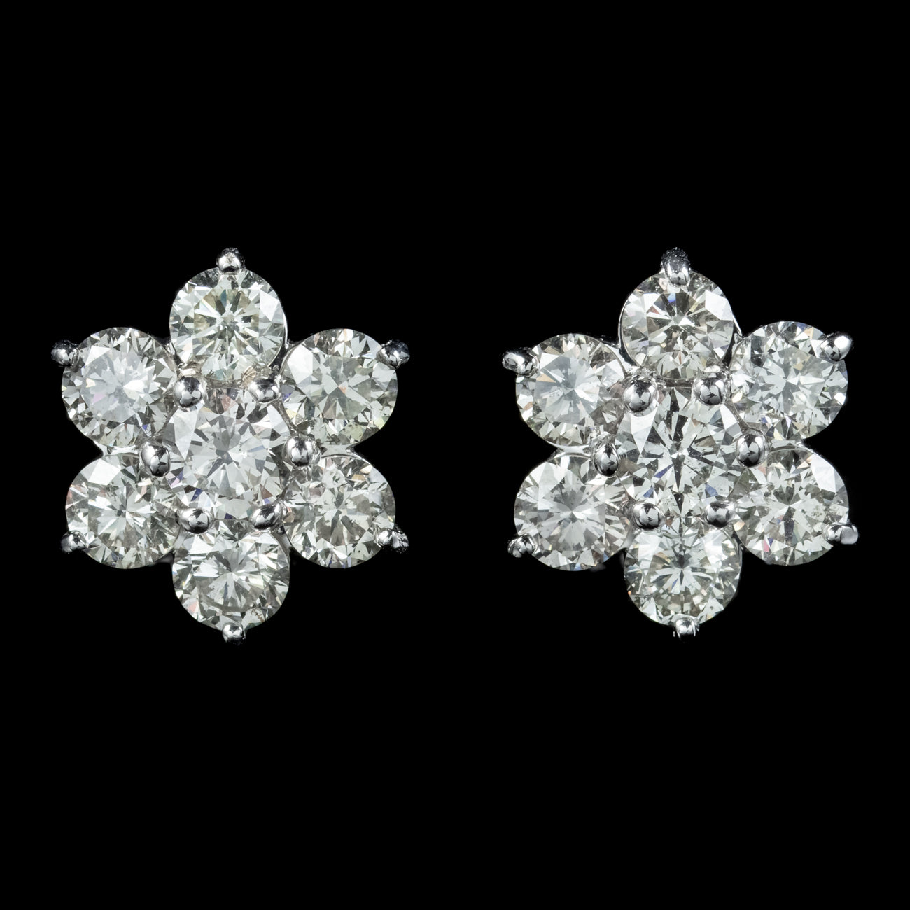 Diamond Flower Stud Earrings 18Ct Gold 4.55Ct Of Diamond Secondary image