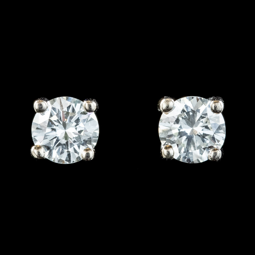 Diamond Solitaire Stud Earrings 18ct Gold 0.64ct Total