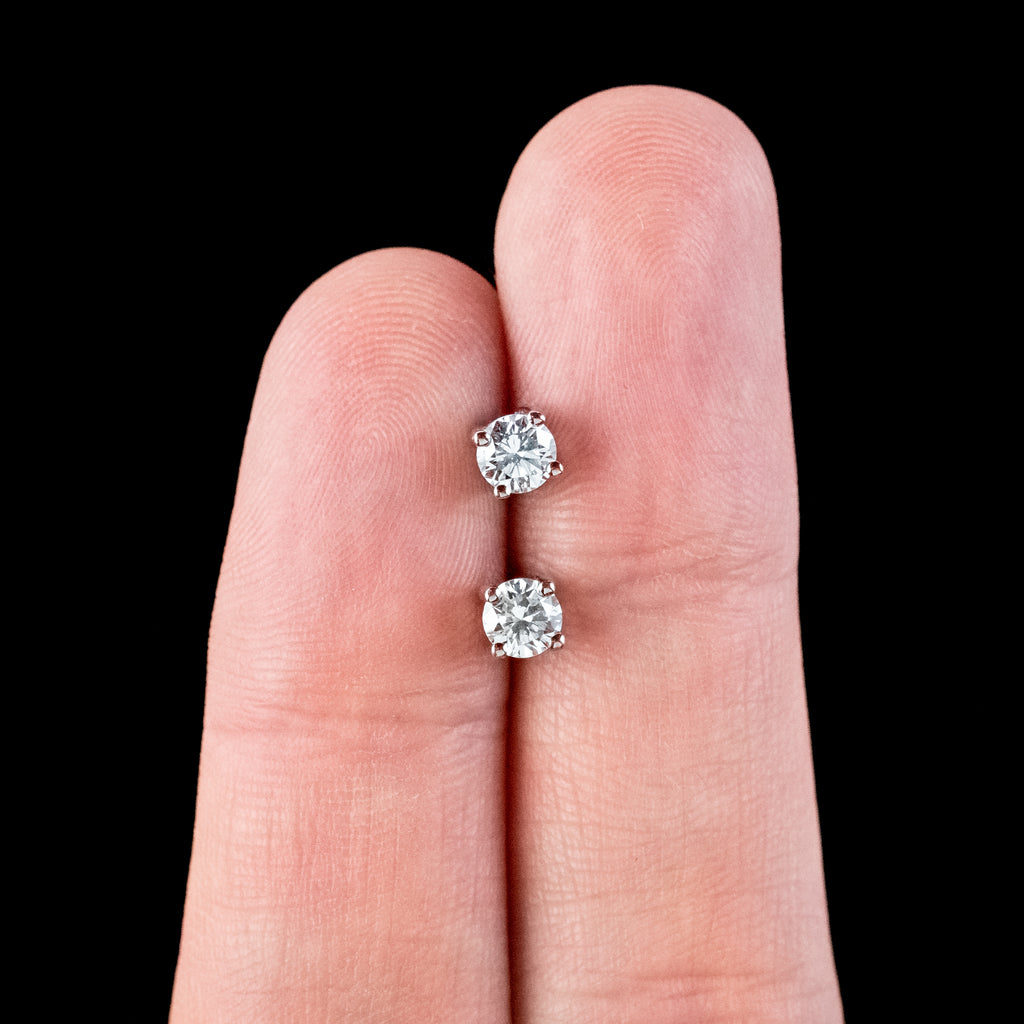 Diamond Solitaire Stud Earrings 18ct Gold 0.64ct Total