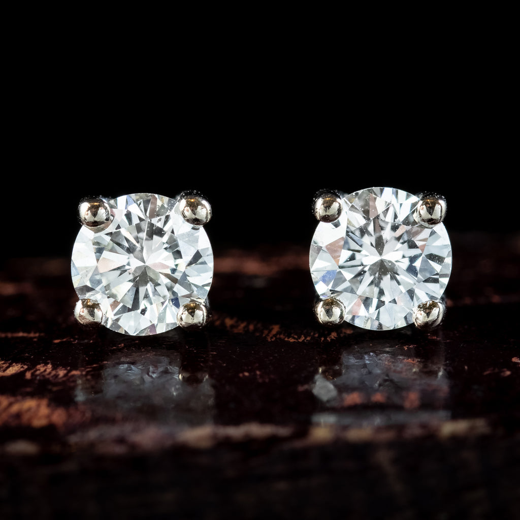Diamond Solitaire Stud Earrings 18ct Gold 0.64ct Total