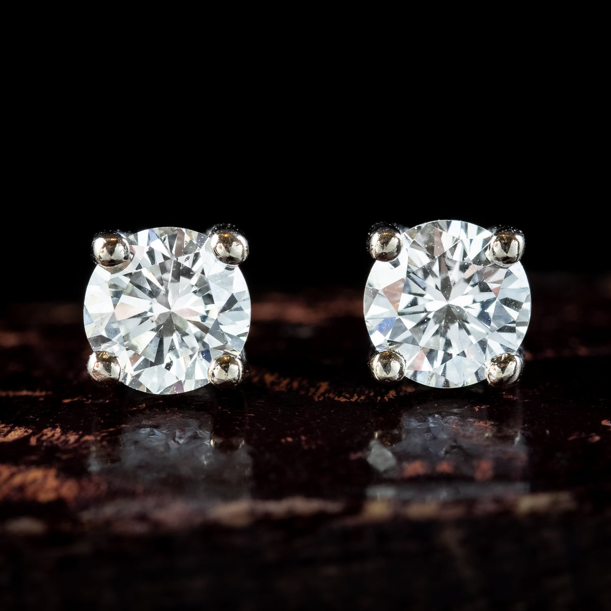 Diamond Solitaire Stud Earrings 18ct Gold 0.64ct Total