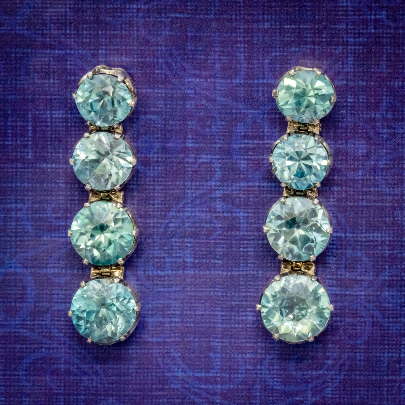 EDWARDIAN BLUE ZIRCON EARRINGS 9CT GOLD  COVER Main image