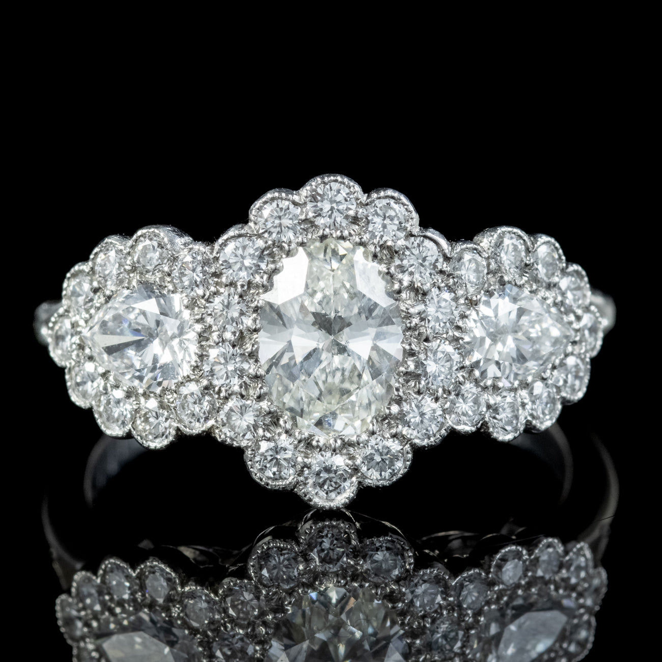 Edwardian Style Diamond Cluster Ring 2.25ct Of Diamond Secondary image
