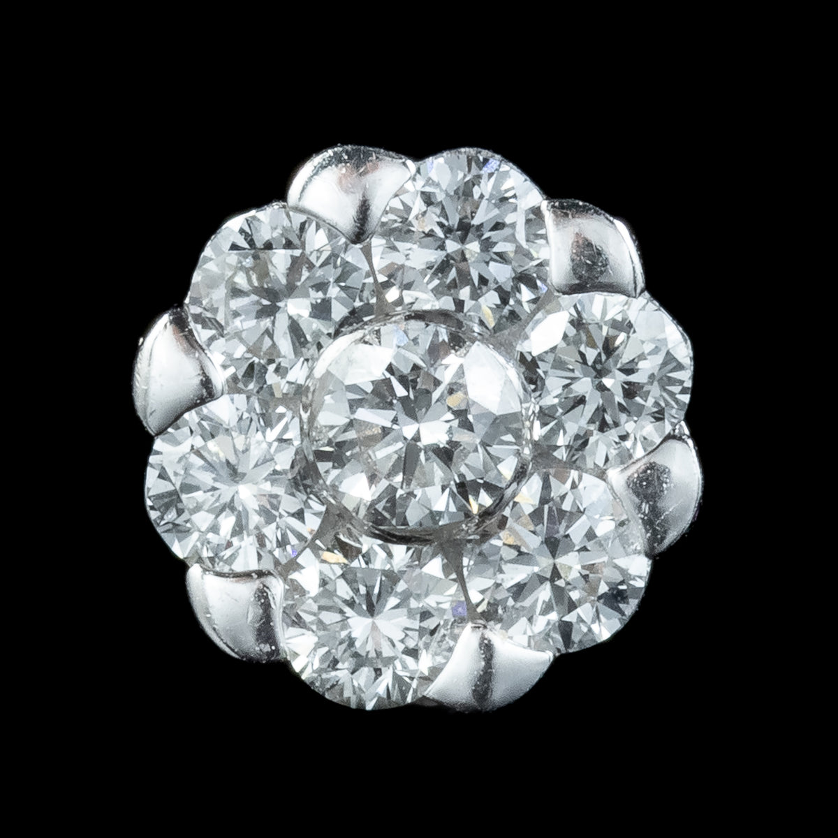 Edwardian Style Diamond Daisy Stud Earrings 18ct Gold 1ct Of Diamond