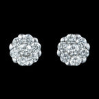 Edwardian Style Diamond Daisy Stud Earrings 18ct Gold 1ct Of Diamond