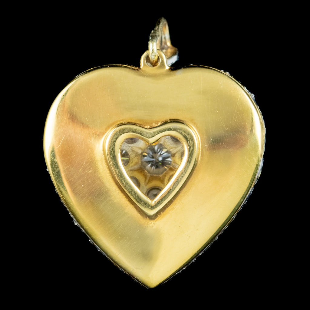 Edwardian Style Diamond Heart Pendant 18ct Gold 6ct Of Diamond 