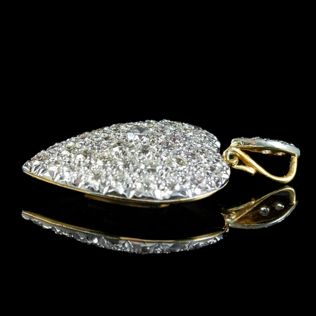 Edwardian Style Diamond Heart Pendant 18ct Gold 6ct Of Diamond 