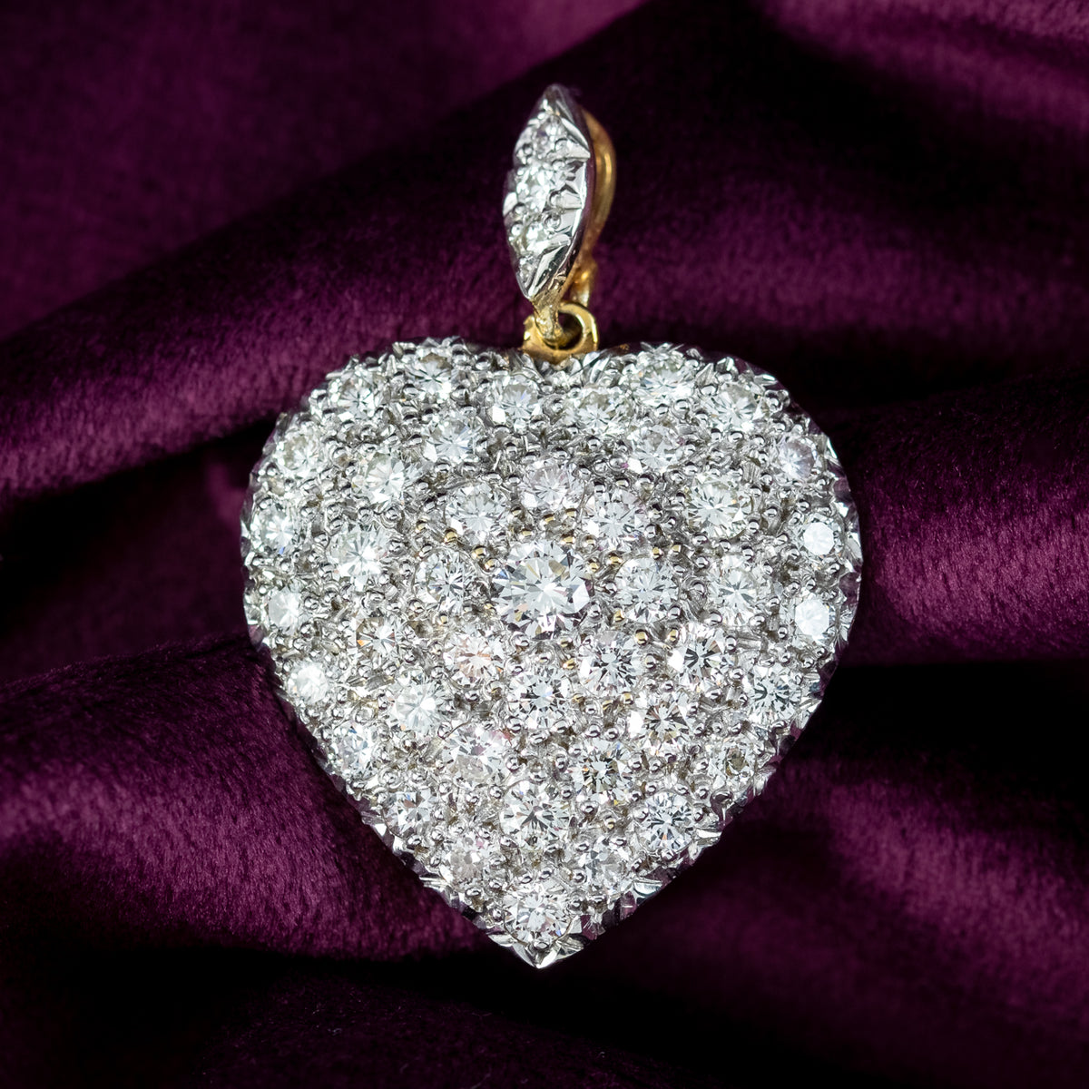 Edwardian Style Diamond Heart Pendant 18ct Gold 6ct Of Diamond 
