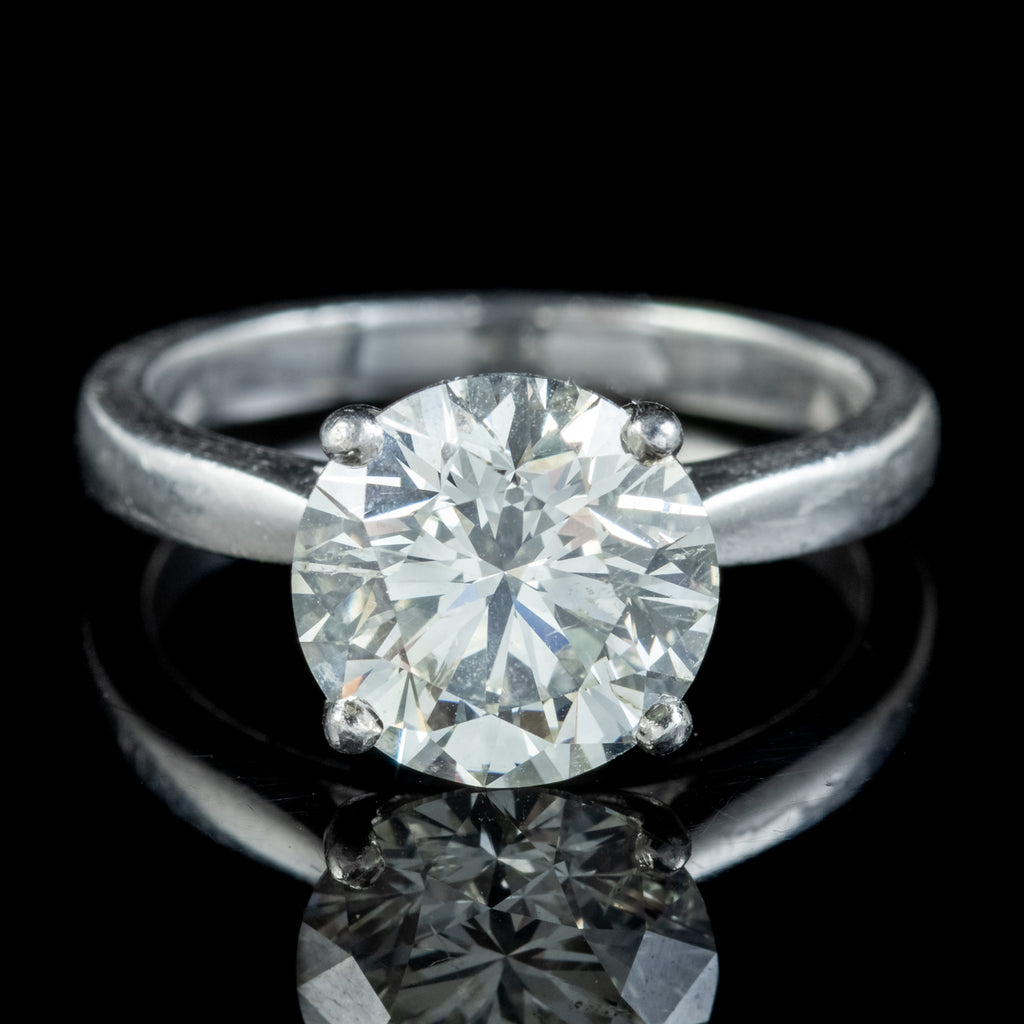 Edwardian Style Diamond Solitaire Engagement Ring 3.67Ct Diamond With Cert