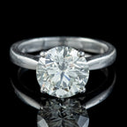 Edwardian Style Diamond Solitaire Engagement Ring 3.67Ct Diamond With Cert